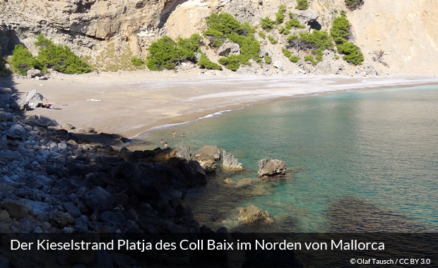 Der Strand Platja des Coll Baix auf Mallorca